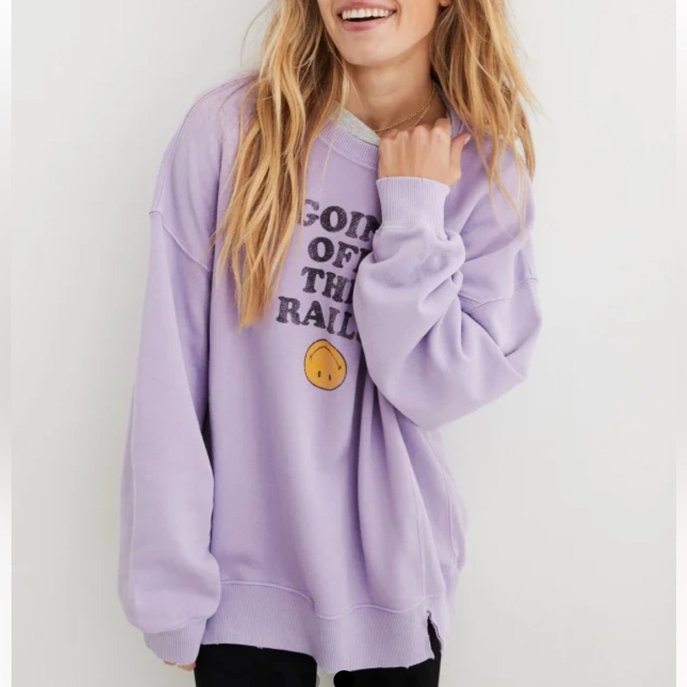 NWT AERIE THE CHILL CREW SWEATSHIRT Lavander size XS